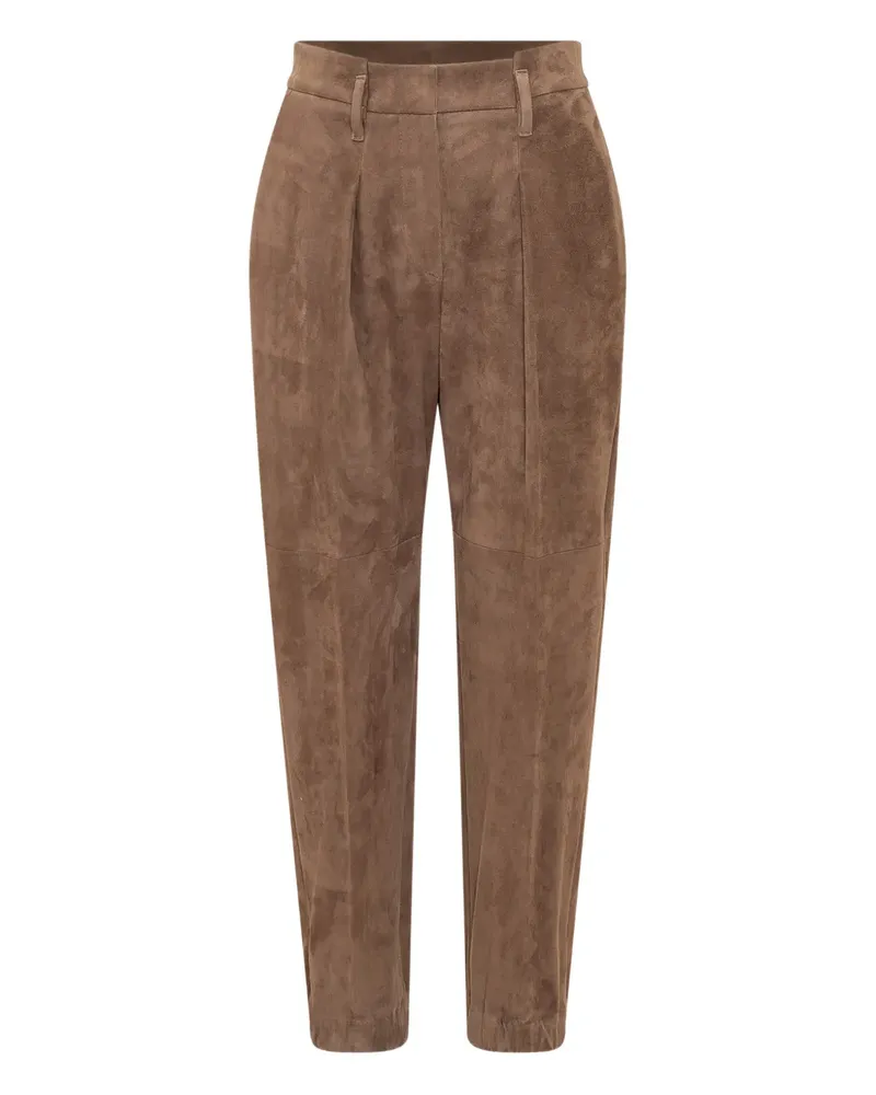 Brunello Cucinelli Wildlederhose mit Falten - Braun Braun