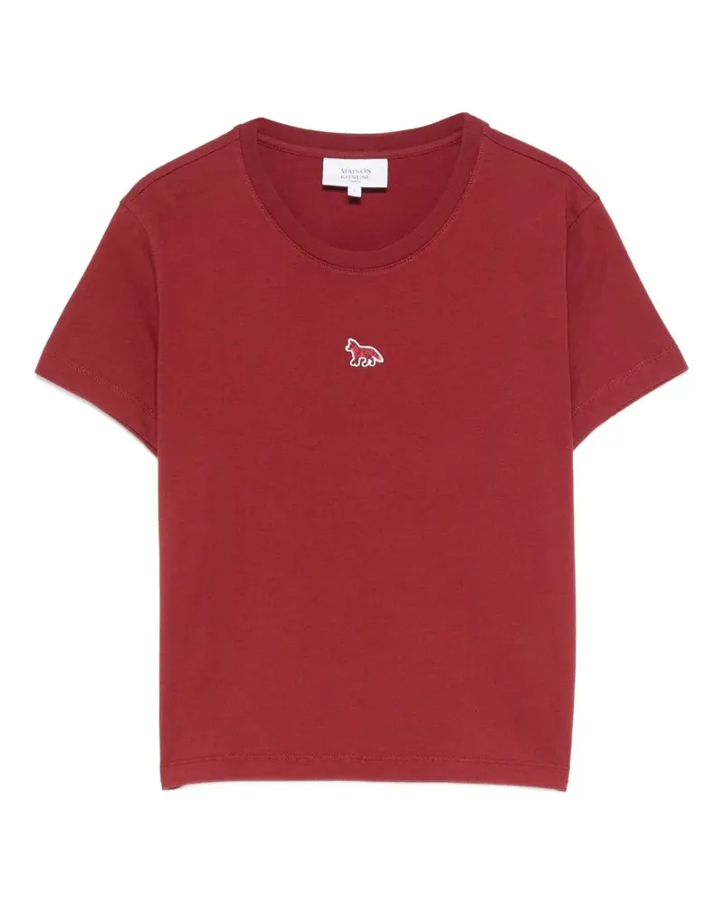 Kitsuné T-Shirt mit Fuchs-Stickerei - Rot Rot