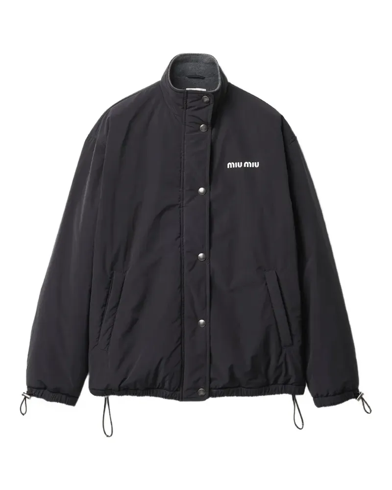 Miu Miu Jacke aus Pongé und Fleece - Schwarz Schwarz
