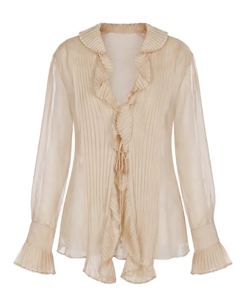 Alberta Ferretti ruffled pleated blouse - Nude Nude