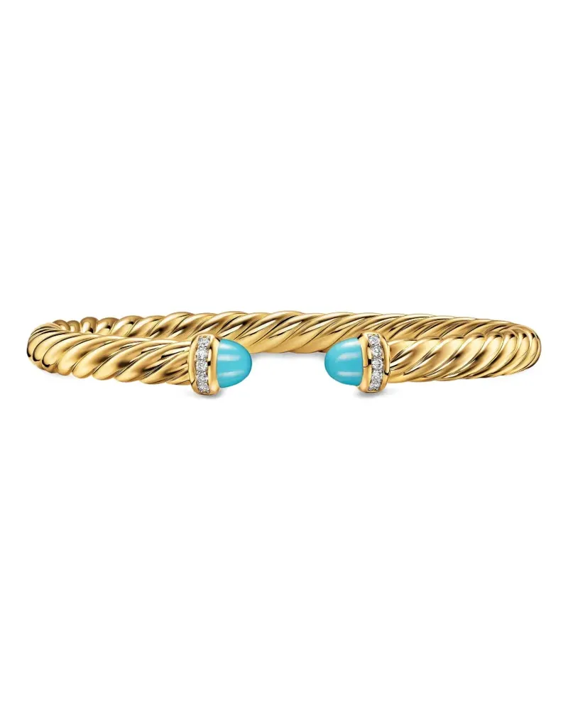 David Yurman 18K yellow gold Cablespira® Flex turquoise and diamond bracelet Gold