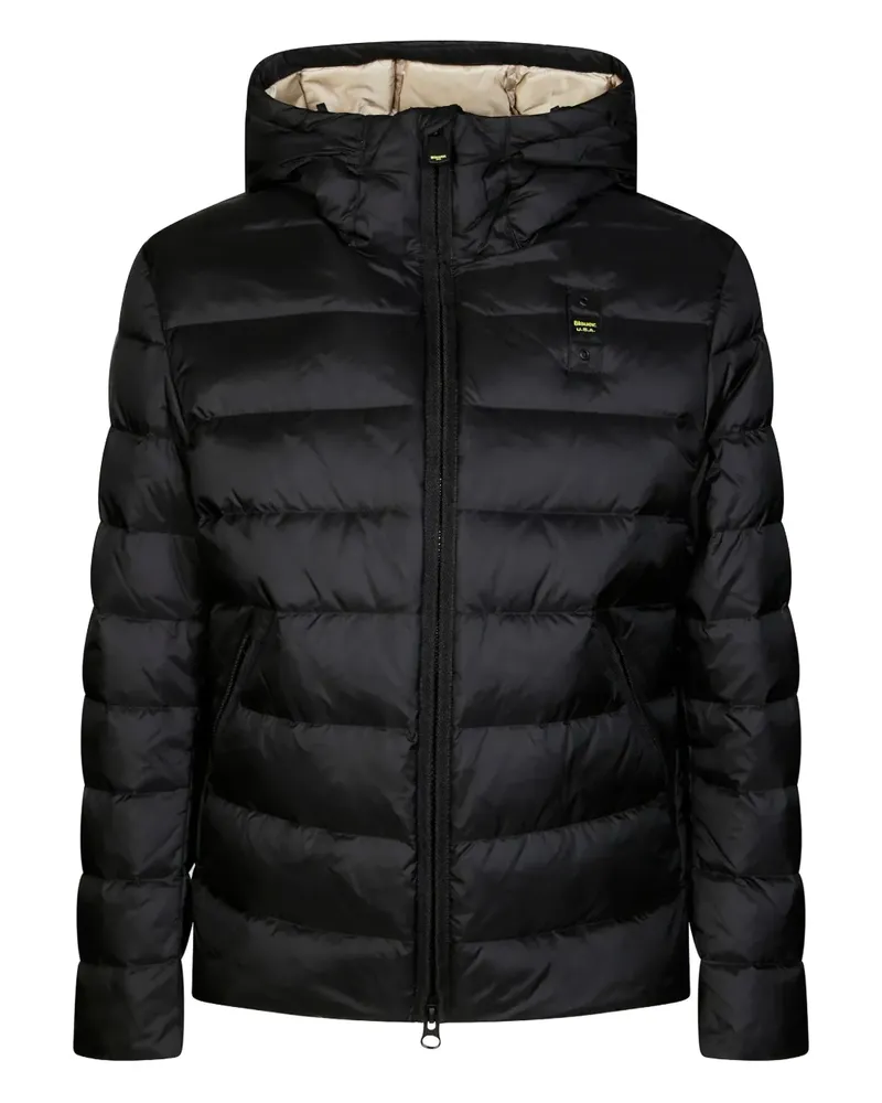 Blauer Acton Daunenjacke mit Kapuze - Schwarz Schwarz