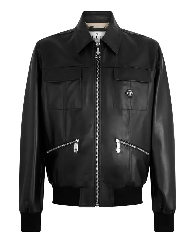Philipp Plein Palms Lederjacke - Schwarz Schwarz