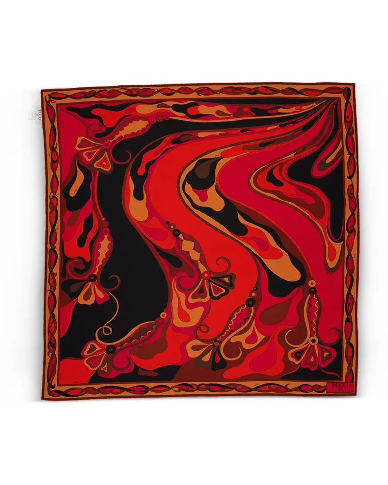 Emilio Pucci Orchidee-print silk carrè scarf - Rot Rot
