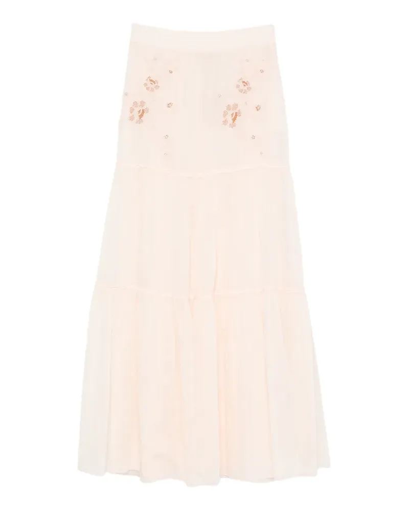 Ermanno Scervino floral-embroidered maxi skirt - Rosa Rosa