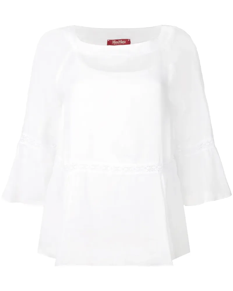 Max Mara broderie anglaise trim blouse - Weiß Weiß