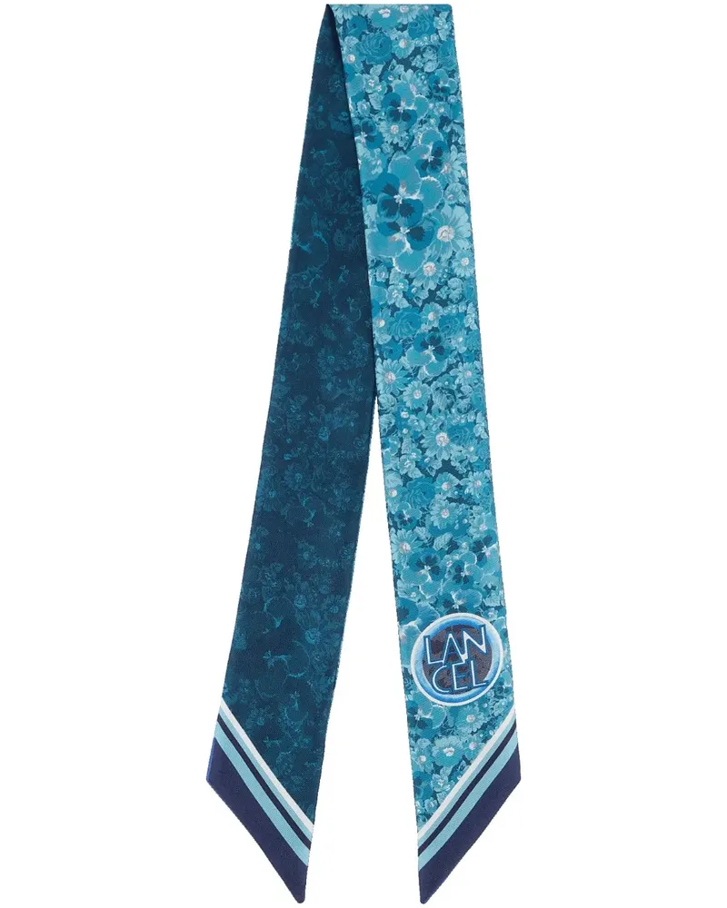 Lancel Roxanne Seidenschal mit Blumen-Print - Blau Blau
