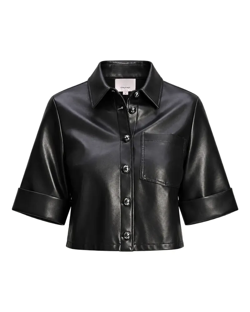 Cinq à Sept Aiden faux-leather cropped shirt - Schwarz Schwarz
