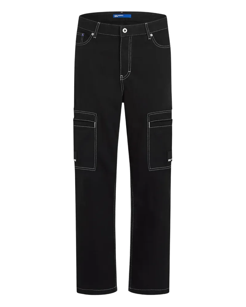 Karl Lagerfeld Cargohose mit Kontrastnähten - Schwarz Schwarz