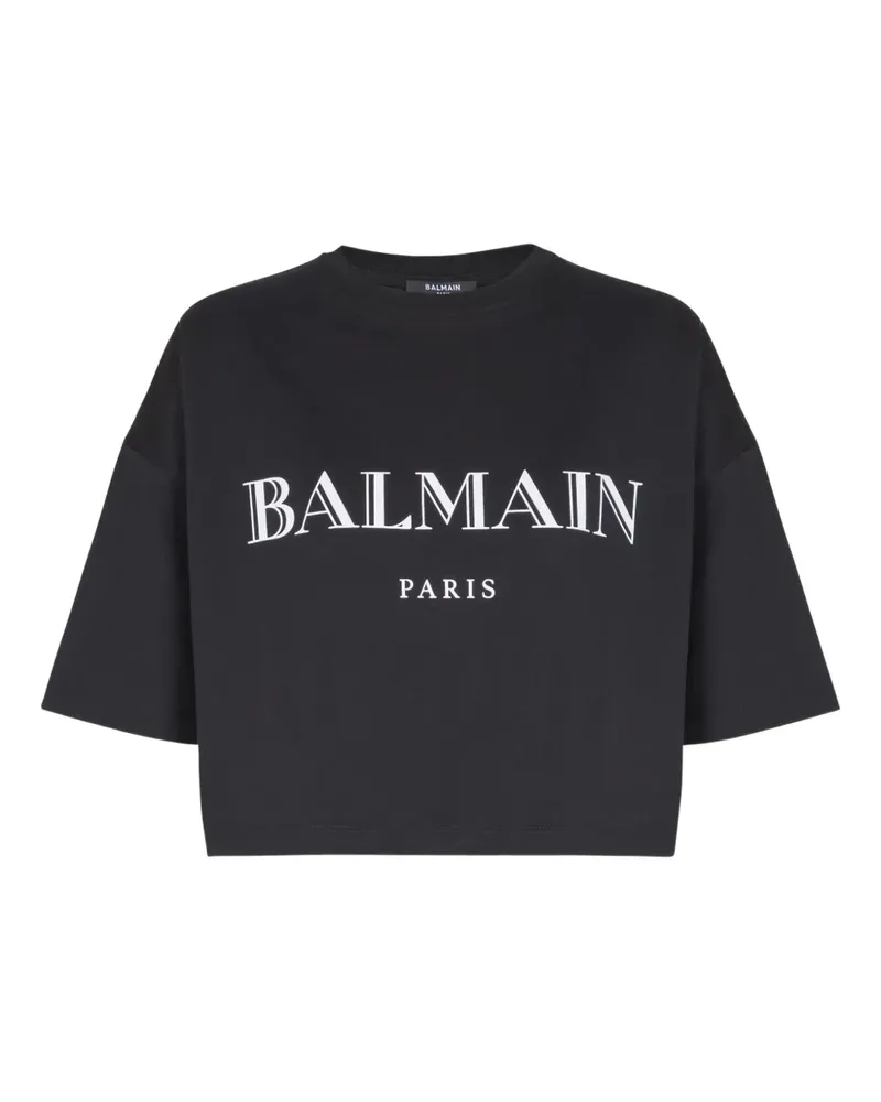 Balmain T-Shirt mit Logo-Print - Schwarz Schwarz