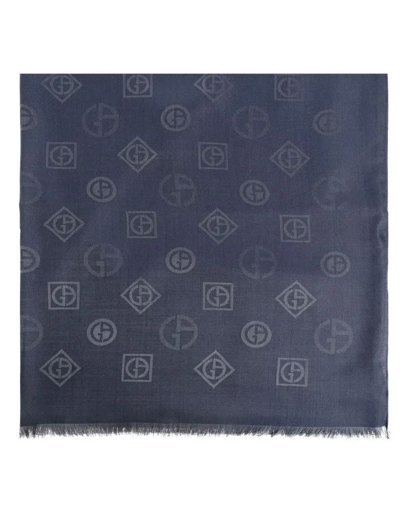 Giorgio Armani Jacquard-Schal mit Logo-Muster - Blau Blau