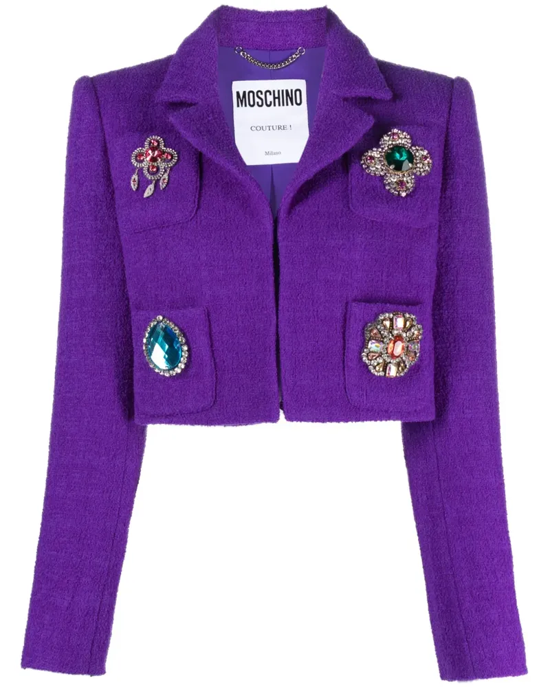 Moschino Cropped-Jacke mit Kristallen - Violett Violett