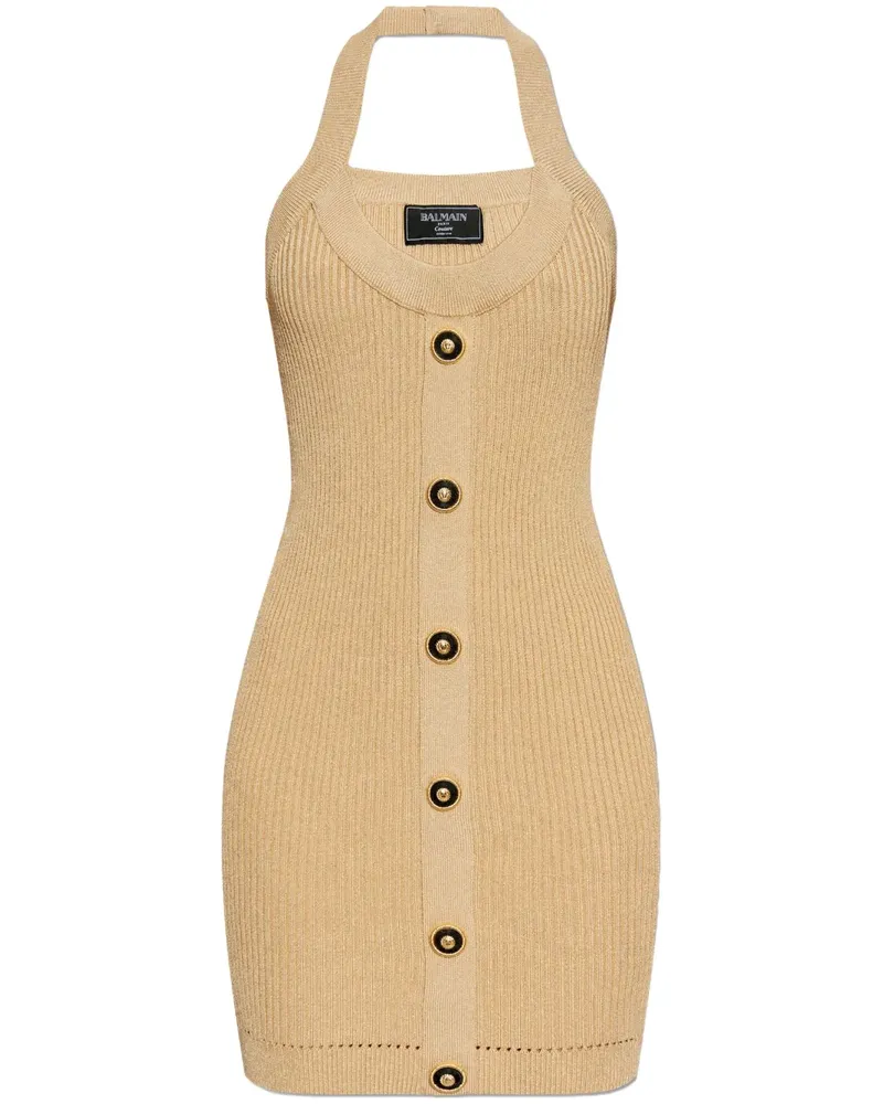 Balmain Geripptes Minikleid - Nude Nude