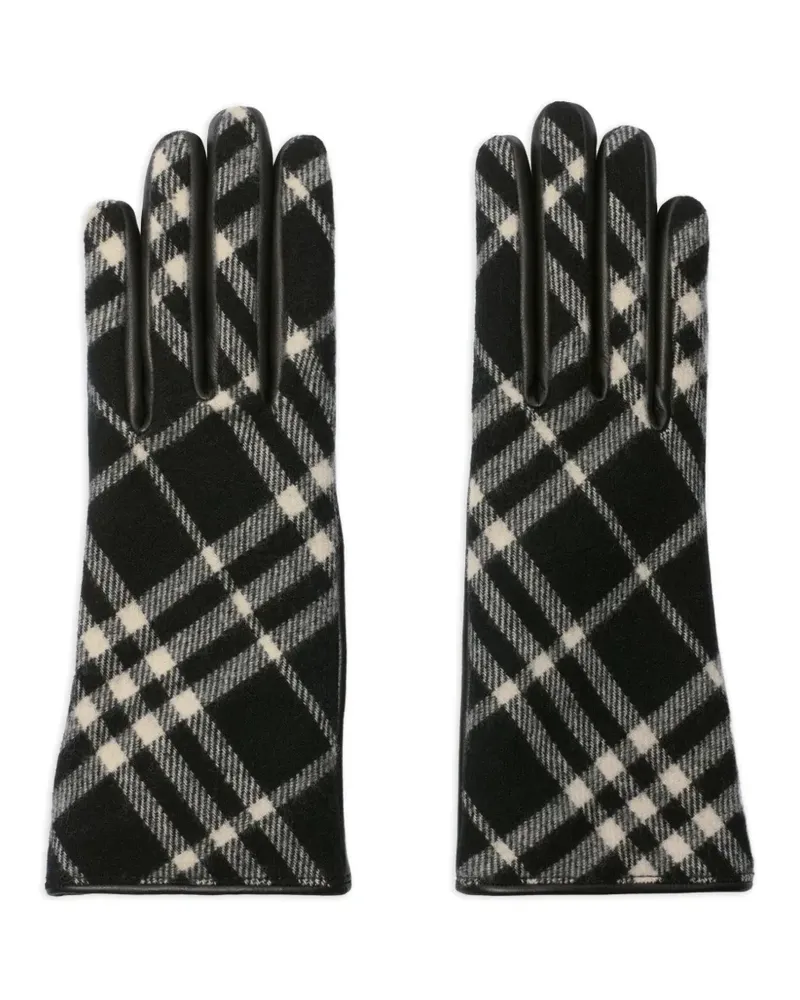 Burberry Handschuhe mit Karomuster - Schwarz Schwarz