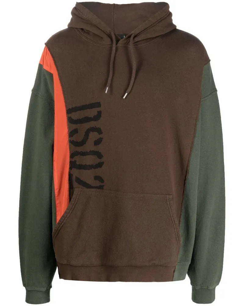 Dsquared2 Hoodie in Colour-Block-Optik - Braun Braun