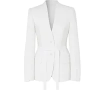 Einreihiger Blazer mit Gürtel - Weiß