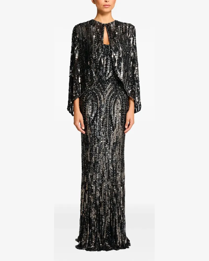 Jenny Packham Maxikleid mit Pailletten - Grau Grau