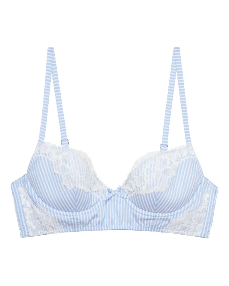 Fleur Du Mal Gestreifter BH mit Spitze - Blau Blau