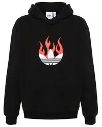 adidas Flammen-Hoodie mit Logo-Patch Schwarz