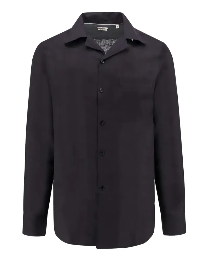 Brunello Cucinelli long-sleeve button-down linen shirt - Schwarz Schwarz