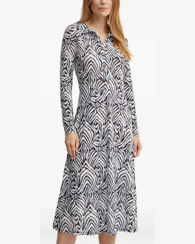 Morgan Gemustertes Midikleid - Weiß Weiß