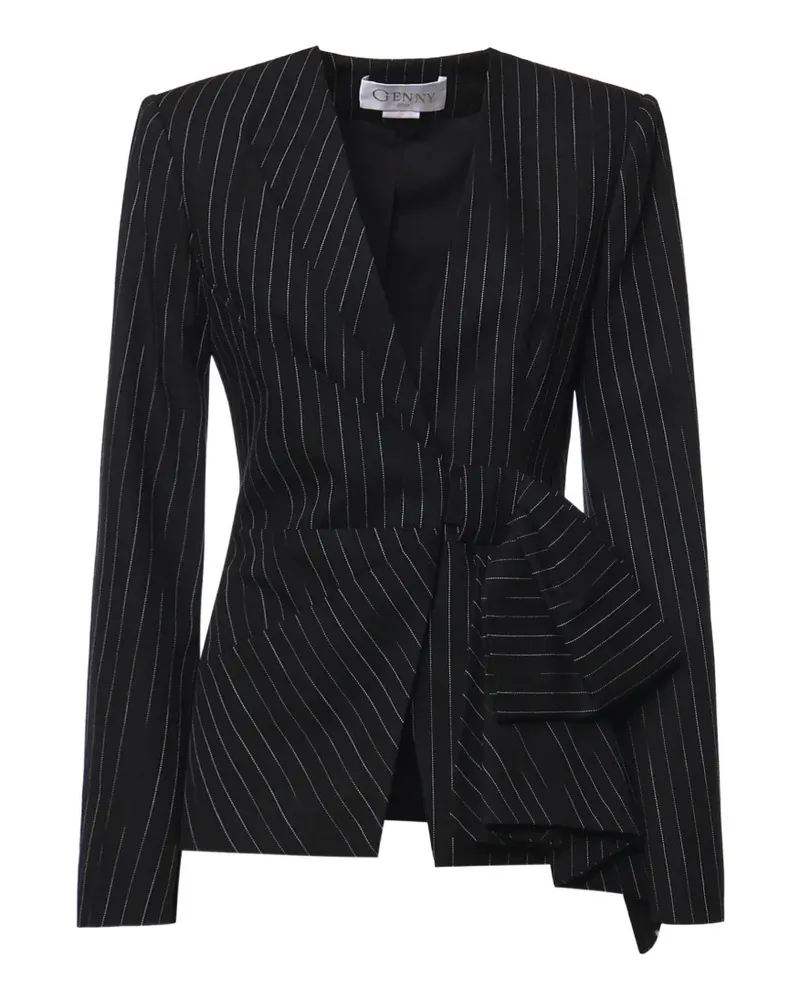 Genny pinstripe-pattern knotted jacket - Schwarz Schwarz