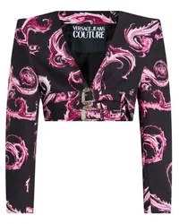 Versace Jeans Cropped-Jacke mit Barock-Print Schwarz