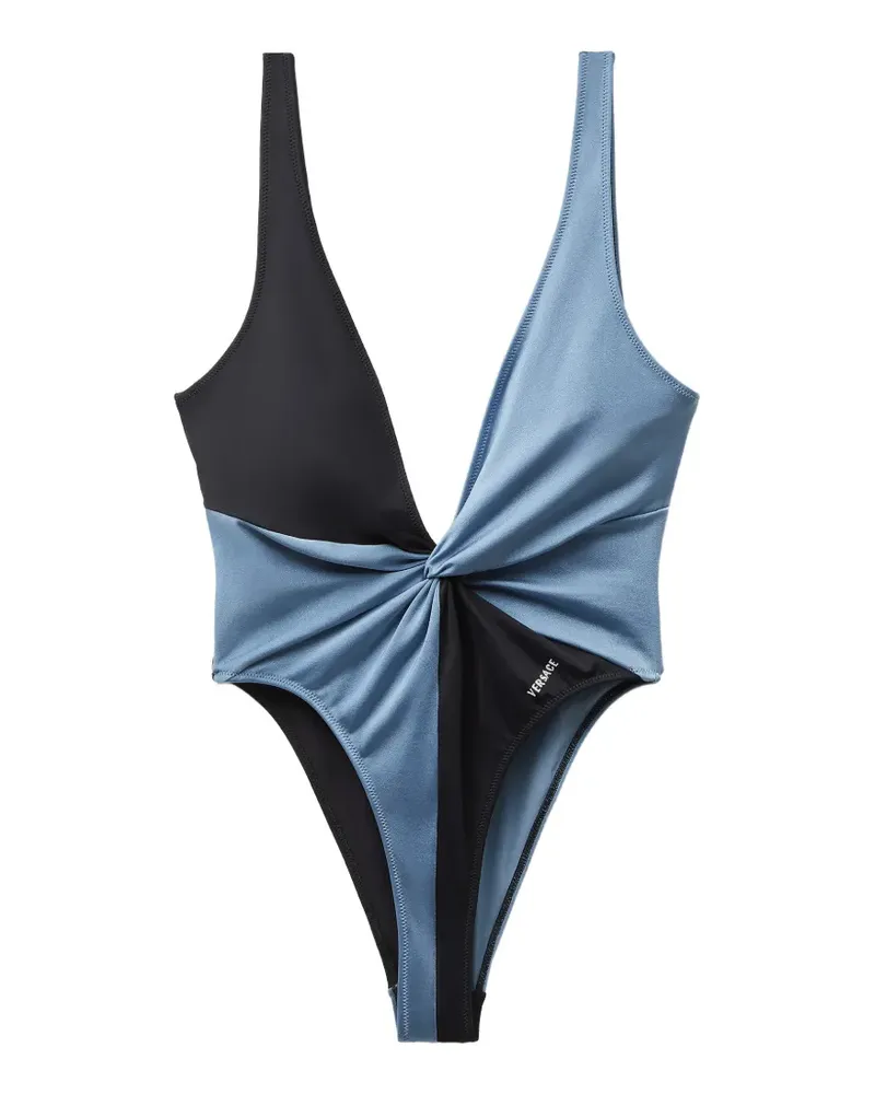 Versace embroidered-logo one-piece swimsuit - Blau Blau