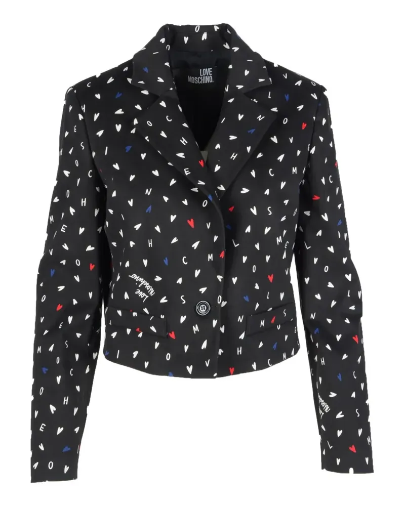 Moschino Cropped-Jacke mit Herz-Print - Schwarz Schwarz