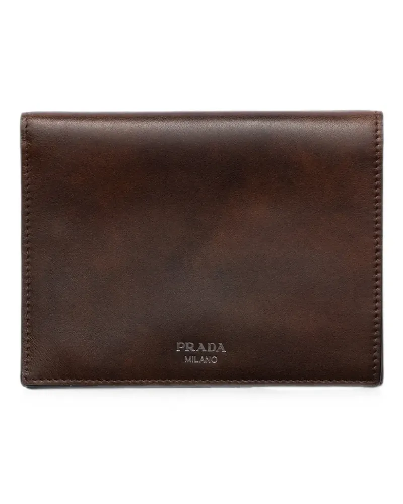Prada antiqued-leather wallet - Braun Braun