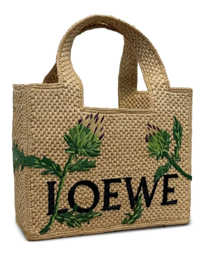 Loewe Font artichoke-embroidered tote bag - Nude Nude