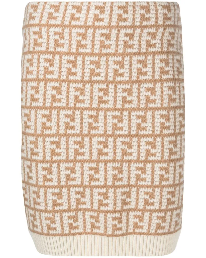Fendi Strickrock mit Logo - Nude Nude
