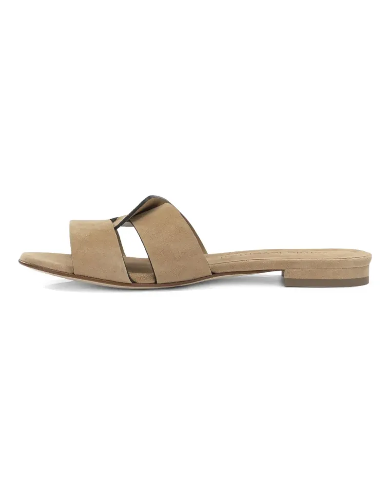 Sergio Levantesi Aria crossover-strap suede slides - Nude Nude