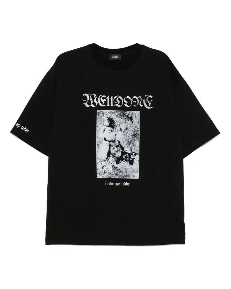 WE 11 DONE T-Shirt mit Teddy - Schwarz Schwarz