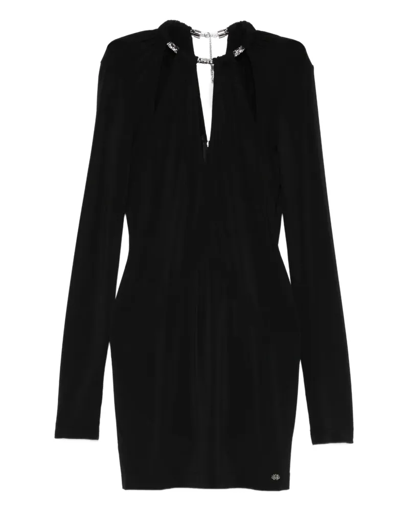 Amiri Langärmeliges Minikleid mit verziertem Kragen - Schwarz Schwarz