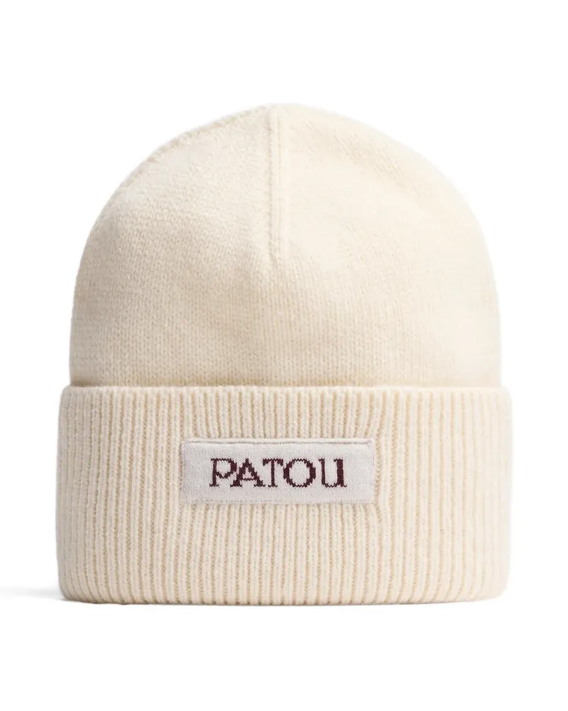 Patou Beanie mit Logo-Patch - Weiß Weiß