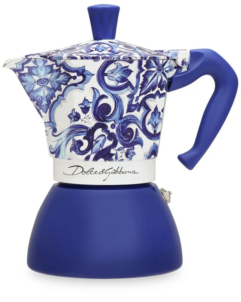 Dolce & Gabbana x Bialetti großer Moka Induktionskaffeekocher - Blau Blau
