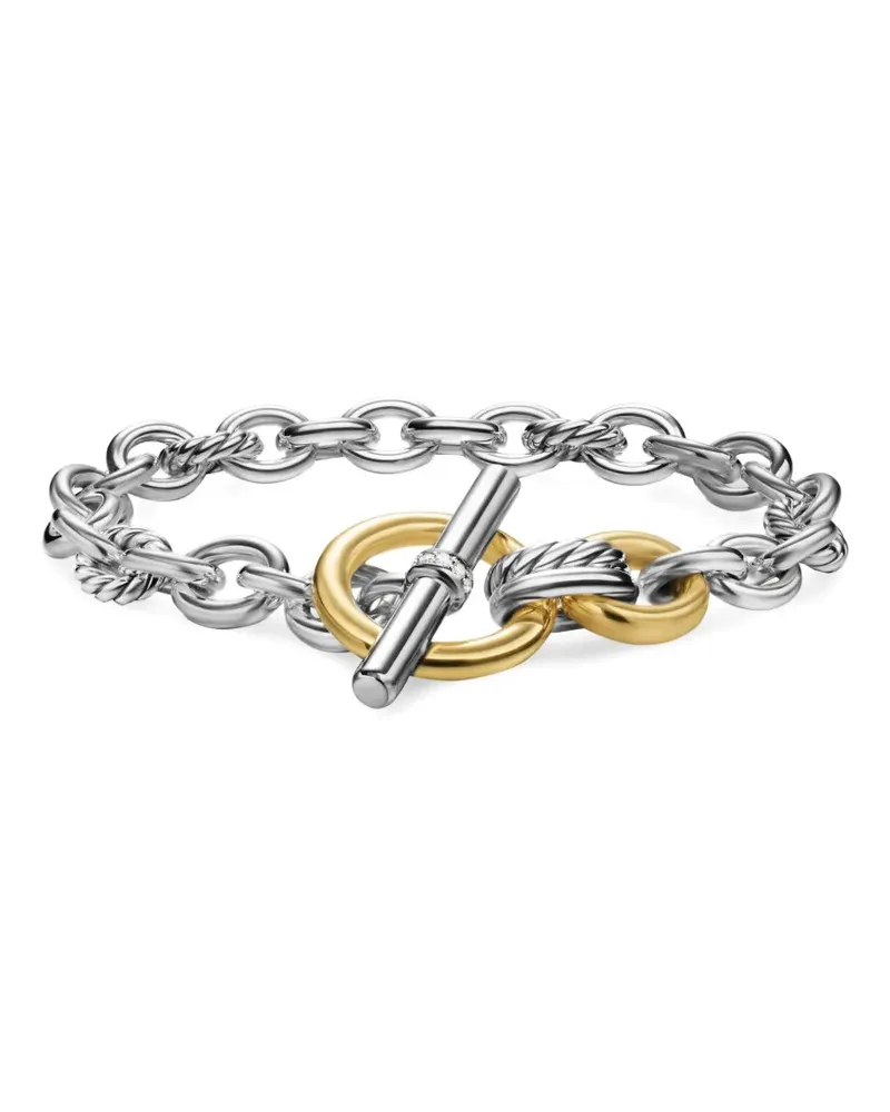 David Yurman DY Mercer® Toggle Chain Armband aus 18kt Gelbgold und Sterlingsilber mit Diamanten Silber