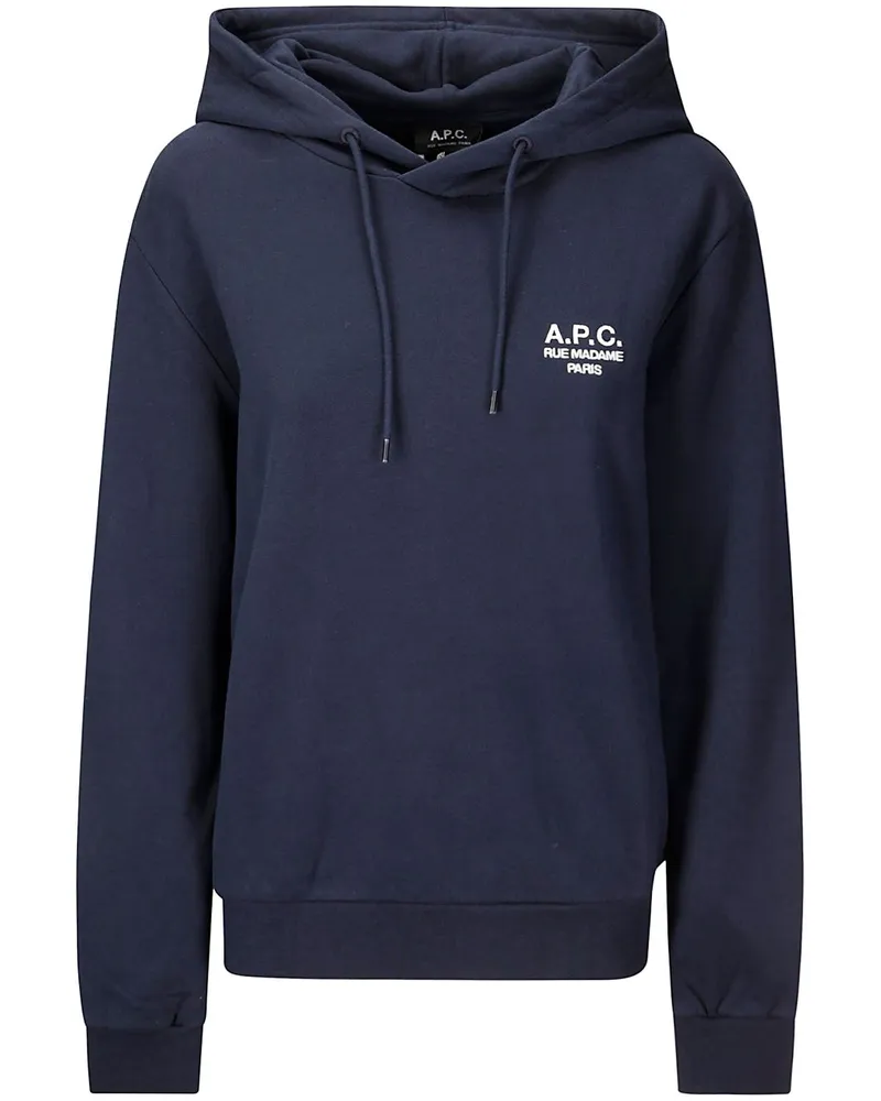 A.P.C. Hoodie mit Logo-Stickerei - Blau Blau