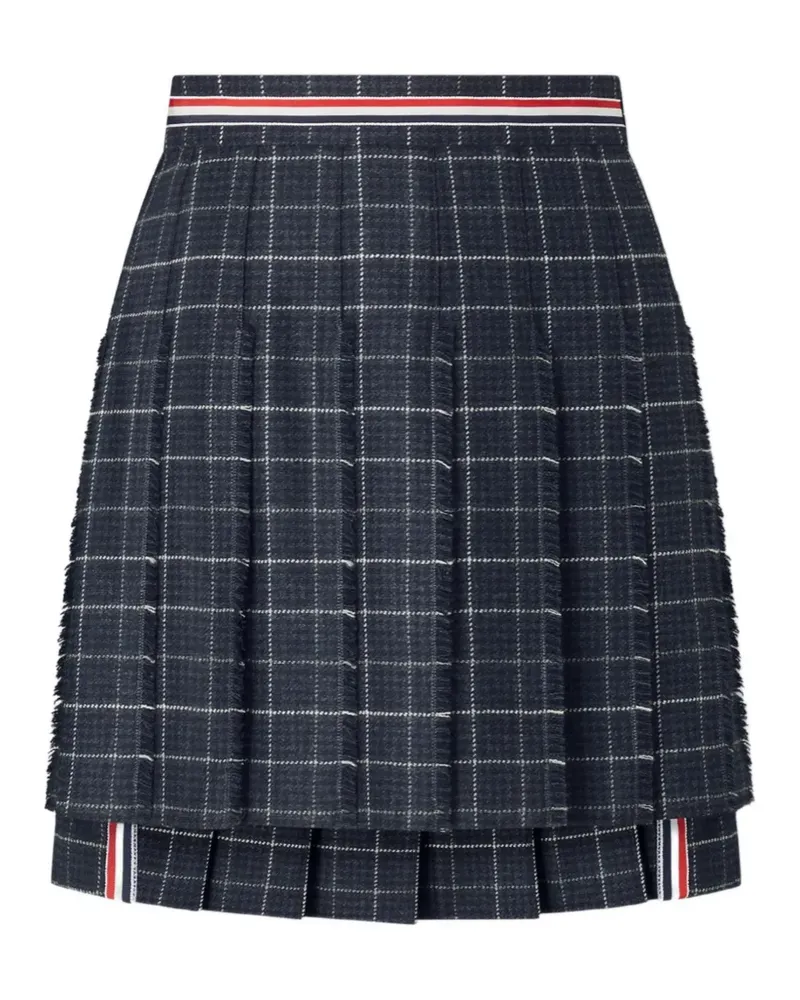 Thom Browne Faltenrock mit Hahnentrittmuster - Blau Blau
