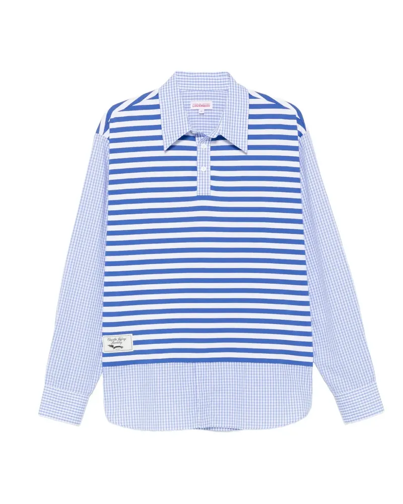 Charles Jeffrey Loverboy Merge striped gingham polo shirt - Blau Blau