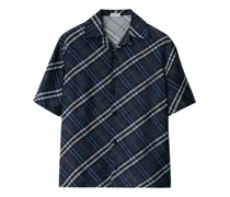 Kariertes Hemd aus Seide - Blau