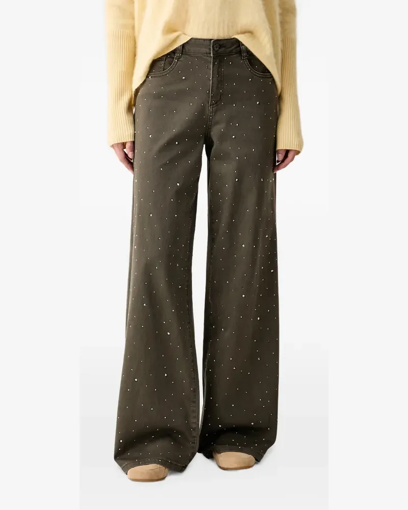 Joseph Ribkoff Wide-Leg-Jeans mit Strass - Grün Grün