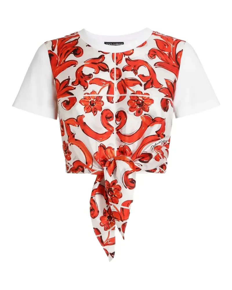 Dolce & Gabbana T-Shirt mit Majolica-Print - Weiß Weiß