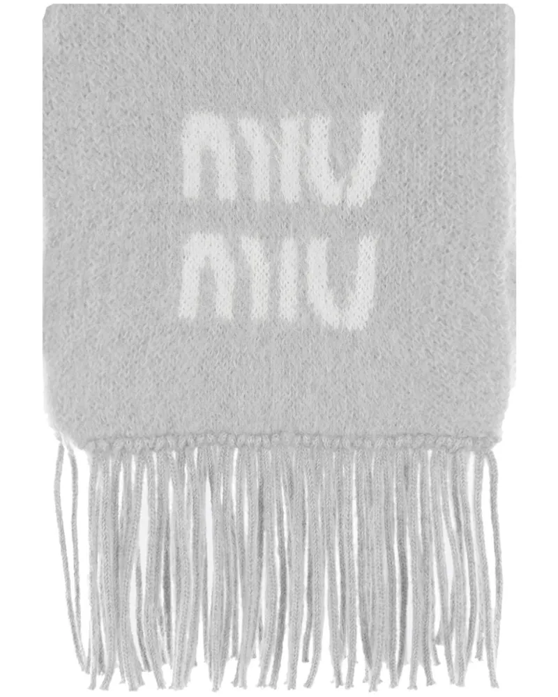 Miu Miu Schal mit Jacquard-Logo - Grau Grau
