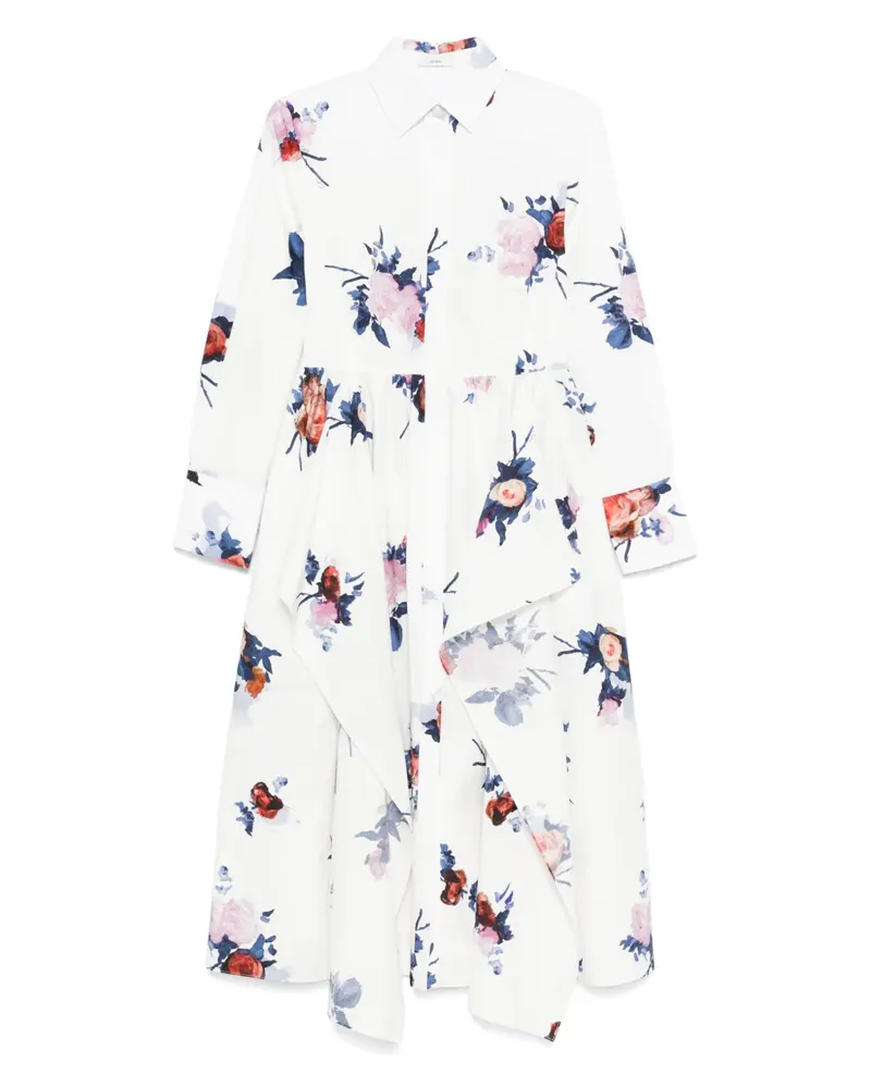 Erdem Midikleid mit Blumen-Print - Weiß Weiß