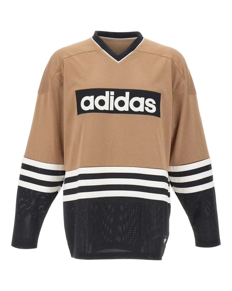 adidas T-Shirt mit V-Ausschnitt - Braun Braun