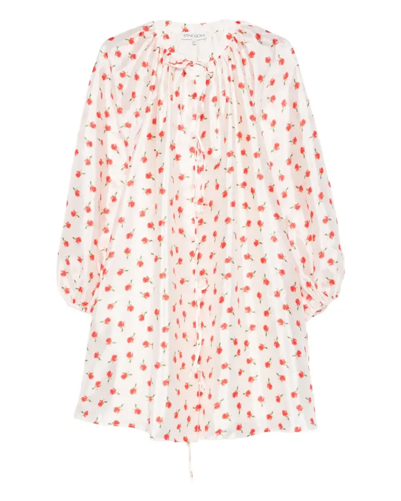 Stine Goya Geblümtes Minikleid mit Schleifenverschluss - Nude Nude