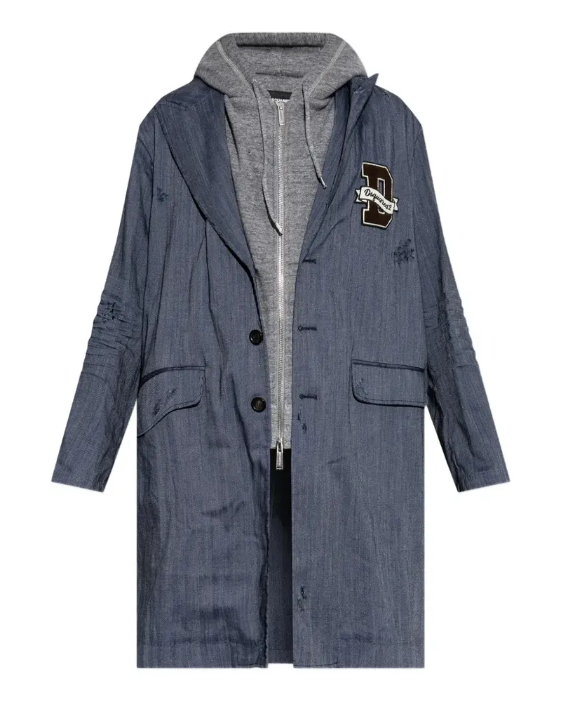 Dsquared2 distressed herringbone coat - Blau Blau
