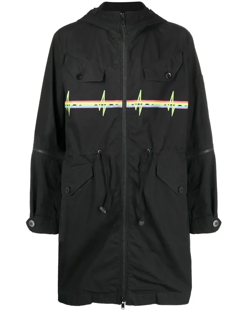 Undercover Kapuzenparka mit Print - Schwarz Schwarz